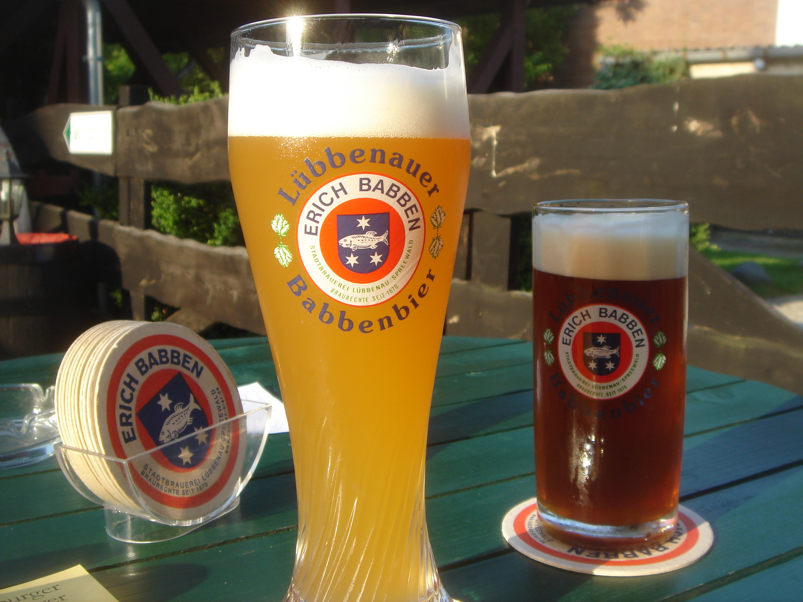 Some beer at a small brewery in Spreewald, where chickens roam freely beneath the tables